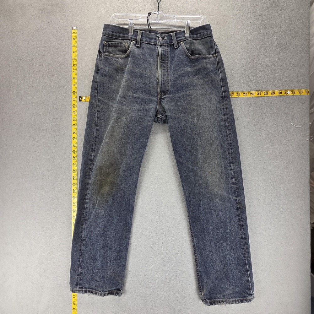 Vintage Levis 501 Jeans Mens Blue Dark Wash Straight Zip Fly Made USA Fits 30x28